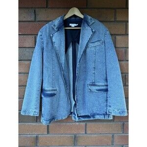 Good American Oversized Denim Blazer S/M Cotton Blend GDOSBL235 Grunge‎